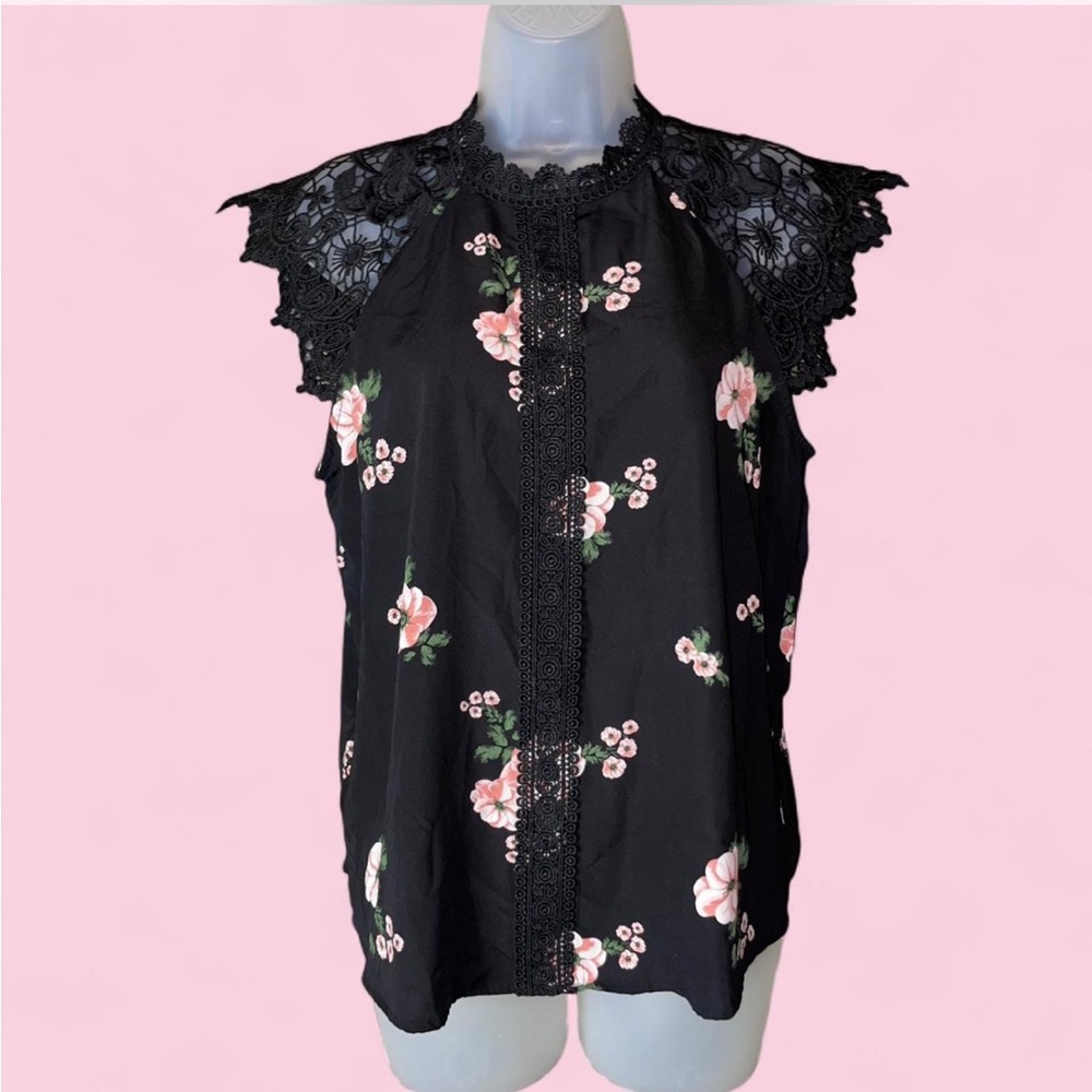 NoBo Guipure Lace Sleeve Romantic Top Lg 11-13 Junior